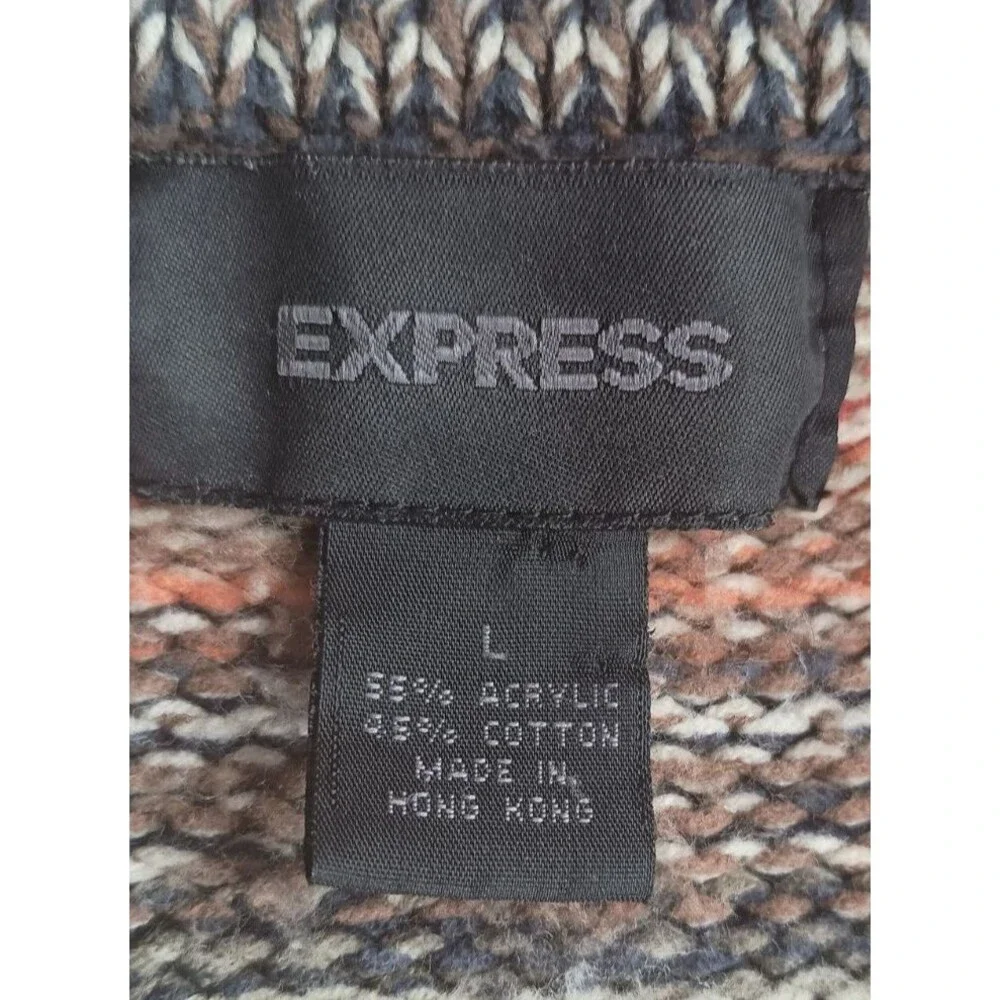 Vintage Express Womens Zipper Front Cardigan Sweater Size L Patches Grannycore - Picture 5 of 14